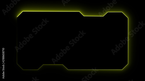 Neon yellow glowing futuristic frame border