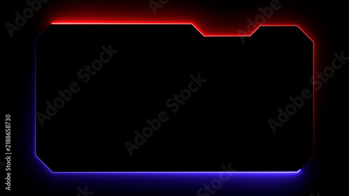 Neon glowing rectangular frame with rounded corners