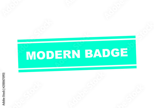 Modern badge with clean turquoise design and bold text illustration