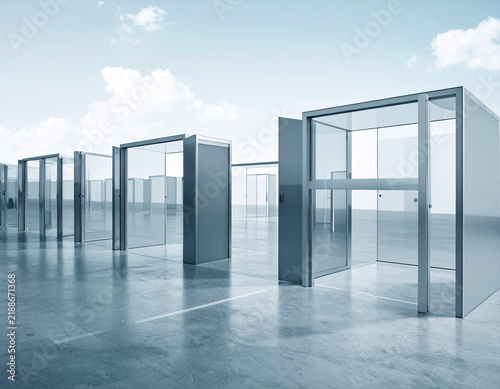 Naklejka Open access portals arranged in a minimal cloud computing space