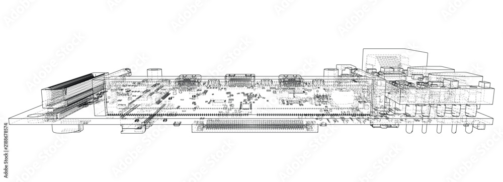 Obraz premium circuit board wireframe illustration. Vector