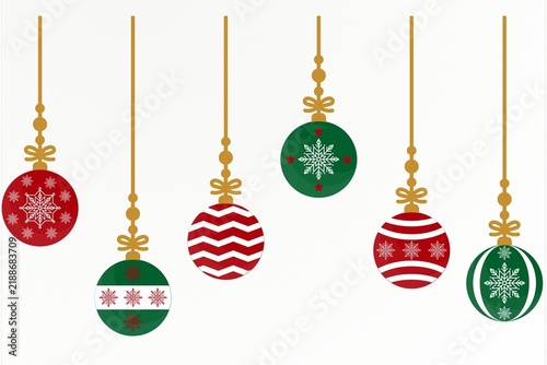 Obraz na płótnie Beautiful hanging colorful Christmas baubles tree ornaments vector illustration