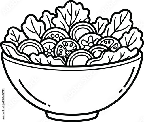 Bowl of fresh green leafy vegetables illustration