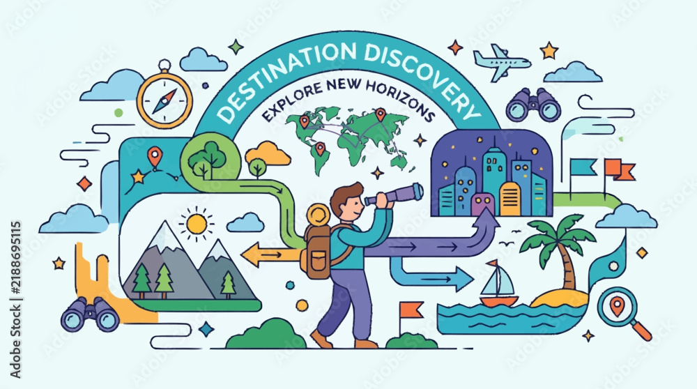 Fototapeta premium Traveler Exploring Destinations With Binoculars And Map.