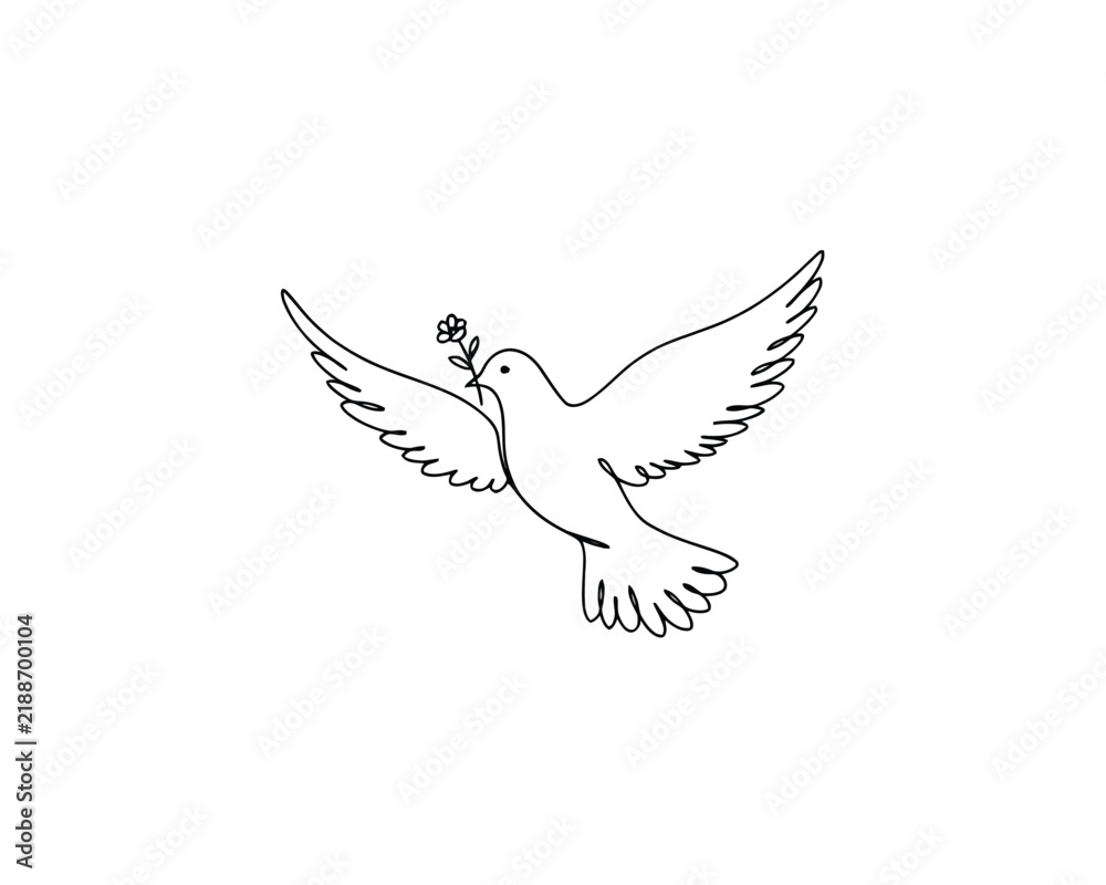 Fototapeta premium Peace dove flying with olive branch