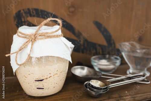 Homemade Sourdough Starter in a Glass Jar