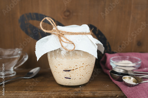 Homemade Sourdough Starter in a Glass Jar