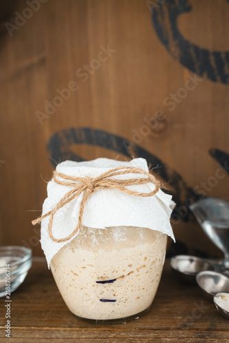 Homemade Sourdough Starter in a Glass Jar