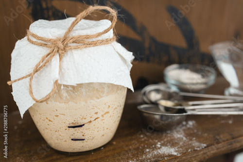 Homemade Sourdough Starter in a Glass Jar