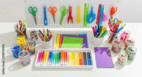 Vibrant Art And Craft Supplies Organized For Creative Projects And Education