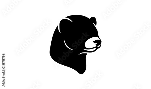 Ferret Head Three Quarter Black Silhouette Vector Animal Illustration