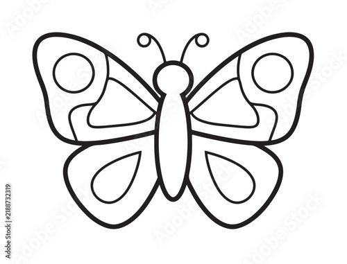 Cute butterfly coloring page simple insect vector line art
