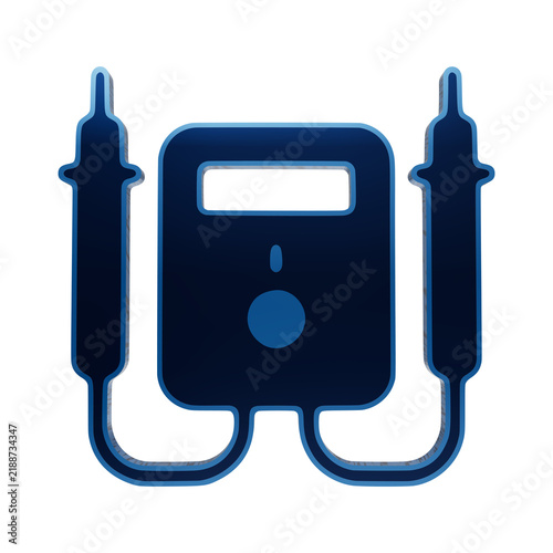 Canvastavla A blue metallic icon of a digital multimeter with two probes, used for measuring