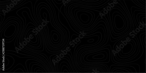 Modern topographic pattern with white lines on black background. Abstract Topographic Map Pattern Illustration with Dark Background. topographic Map background with dark contour lines, terrain texture