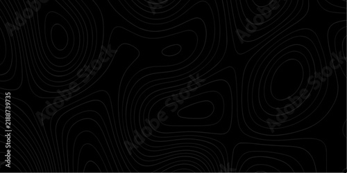Modern topographic pattern with white lines on black background. Abstract Topographic Map Pattern Illustration with Dark Background. topographic Map background with dark contour lines, terrain texture
