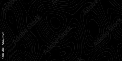 Modern topographic pattern with white lines on black background. Abstract Topographic Map Pattern Illustration with Dark Background. topographic Map background with dark contour lines, terrain texture