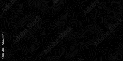 Modern topographic pattern with white lines on black background. Abstract Topographic Map Pattern Illustration with Dark Background. topographic Map background with dark contour lines, terrain texture