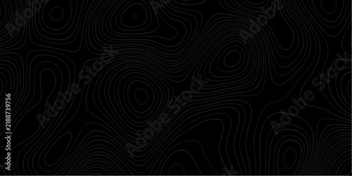 Modern topographic pattern with white lines on black background. Abstract Topographic Map Pattern Illustration with Dark Background. topographic Map background with dark contour lines, terrain texture