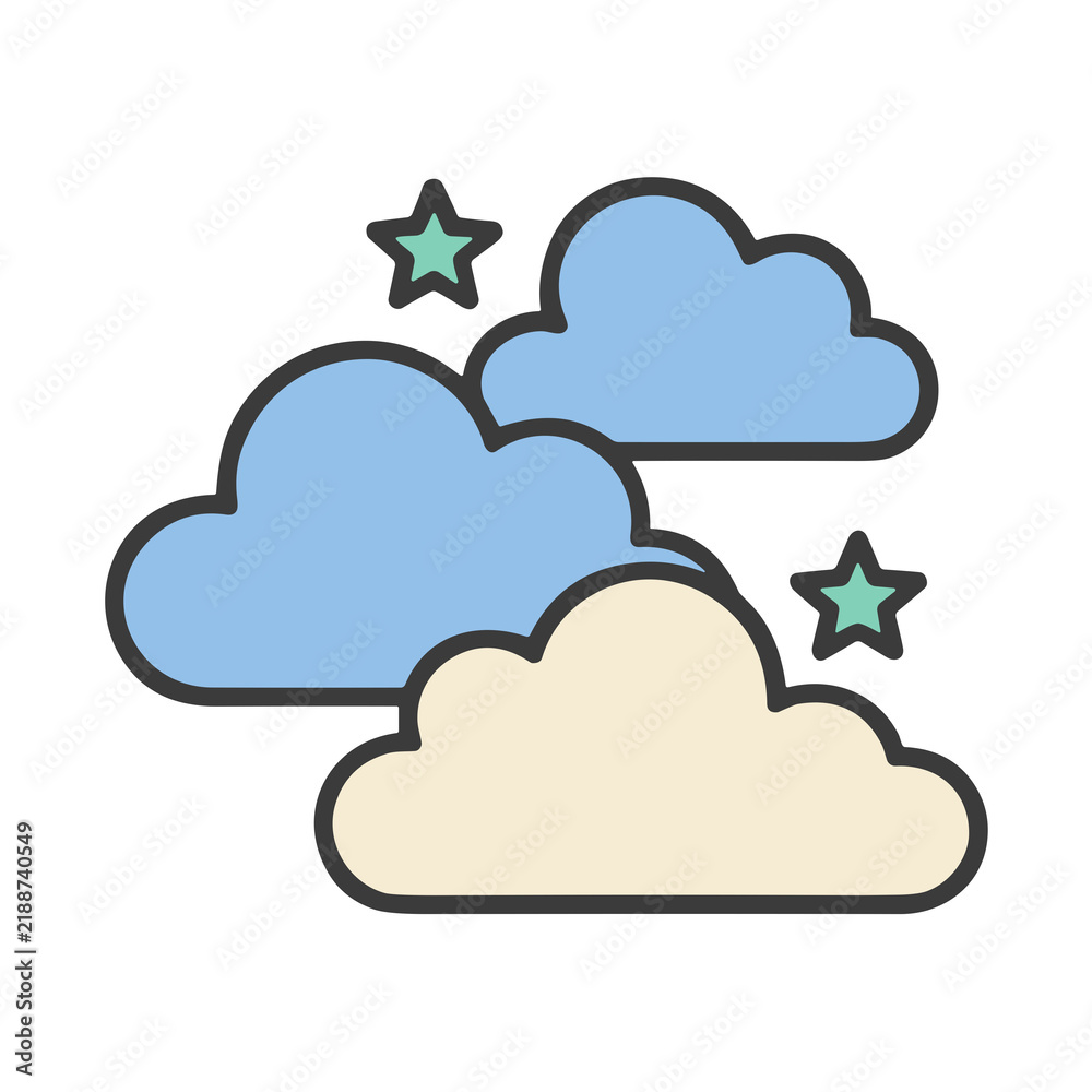 Fototapeta premium Clouds and Stars Icon