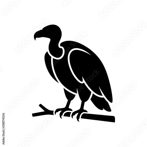 Quadro su tela Vulture bird silhouette perched on branch for wildlife conservation and scavenger animal nature education projects