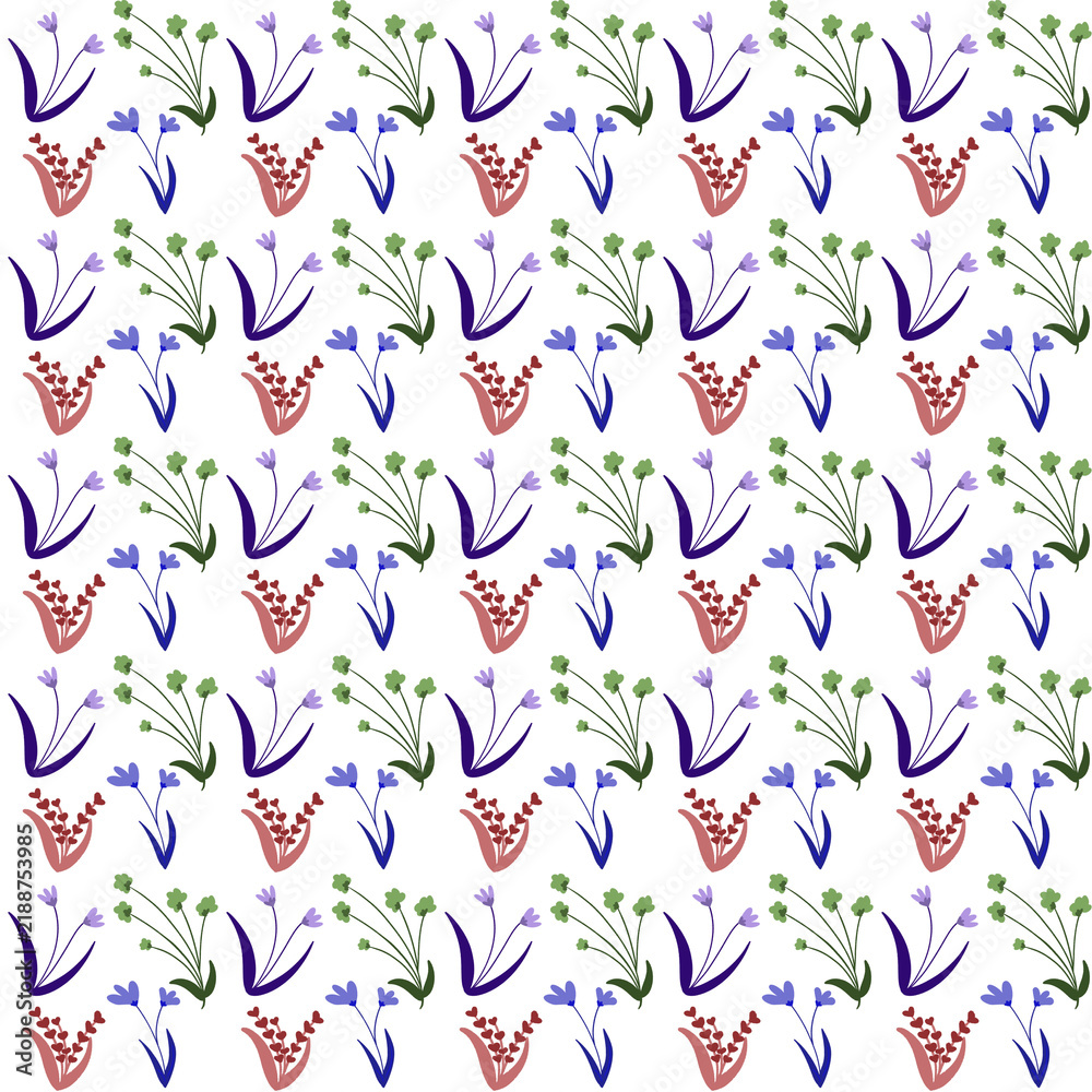 Fototapeta premium Minimalist Wildflower Seamless Pattern Background