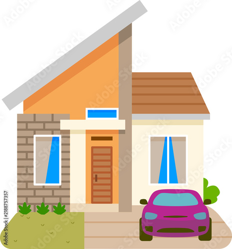 Modern Two Story House With Parked Car