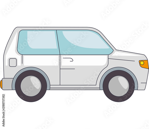 White Modern Compact Car Side View