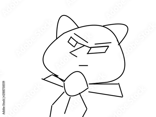 Quadro su tela Minimalist line art illustration of a cool confident cat character wearing glasses and a necktie