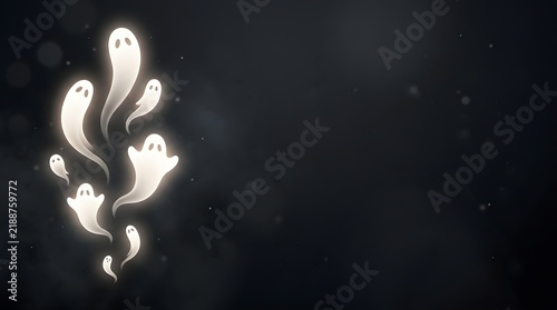 Glowing ghost spirits on dark background