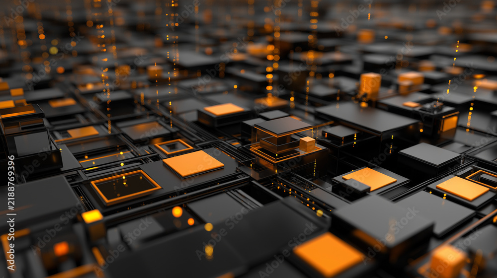 Fototapeta premium Interconnected Digital Circuitry with Luminous Data Pathways