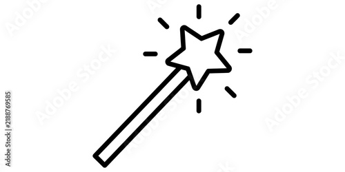 Obraz na plátně Magic wand star icon with minimalist decorative dashes for interface design