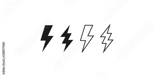 Fotografía Lightning bolt symbol collection in various flat black and thin outline styles for energy concepts