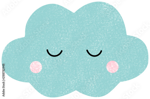 Obraz na plátně Cute Hand Drawn Sleeping Cloud Illustration for Nursery Decor
