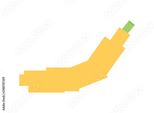 Minimalist yellow banana vector illustration in flat geometric low poly style isolated on white background.