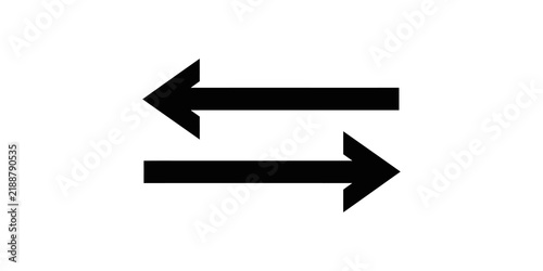 Принти на полотні Double direction arrow icon set in black solid style for navigational ui ux flow and comparative sequence design tasks