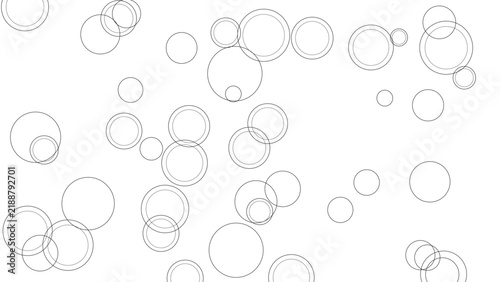 Black thin line circles scattered on a white background