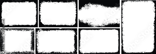 Set of various distressed grunge photo frames with rough edges for creative design projects