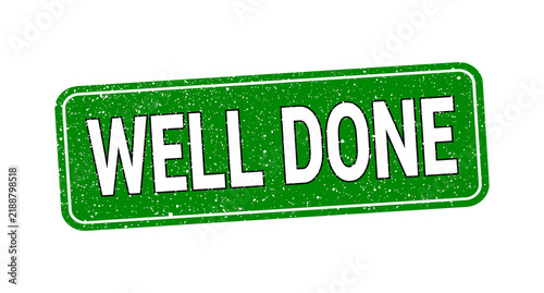Green Grunge Well Done Rubber Stamp Isolated Banner Icon