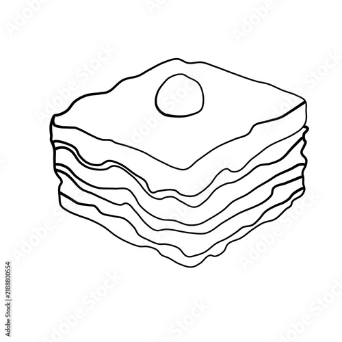 Lasagna cake slice line art