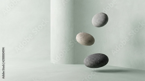 Suspended river stones for a restorative wellness cover