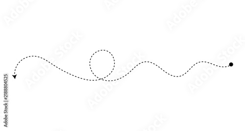 Black Dotted Swirl Line Curved Arrow and Loop Path Design