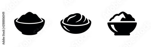 Mashed potatoes and puree bowl icons