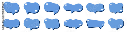 Canvas Print Blue quote speech bubble set vector illustration