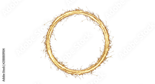 Sparkler circle frame with glowing embers and bright sparks on a black background