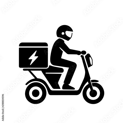 Delivery Scooter Courier Glyph Icon Vector Illustration for Fast Express Food Shipping Symbol
