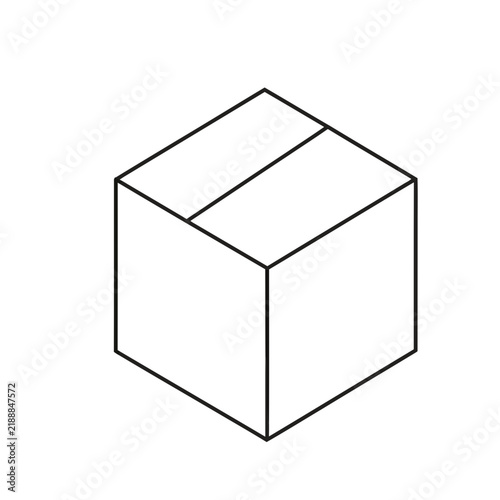 Simple line drawing of a closed cardboard box