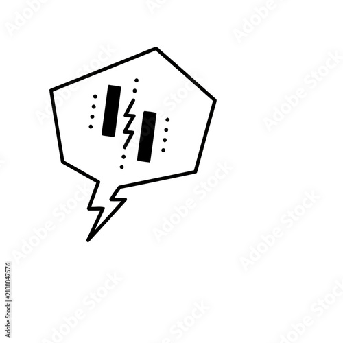 Speech bubble with abstract shapes and dots