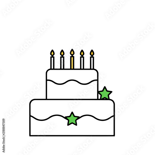 Two Tier Cake with Candles and Stars