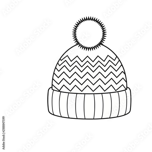 Winter hat with pompom and chevron pattern