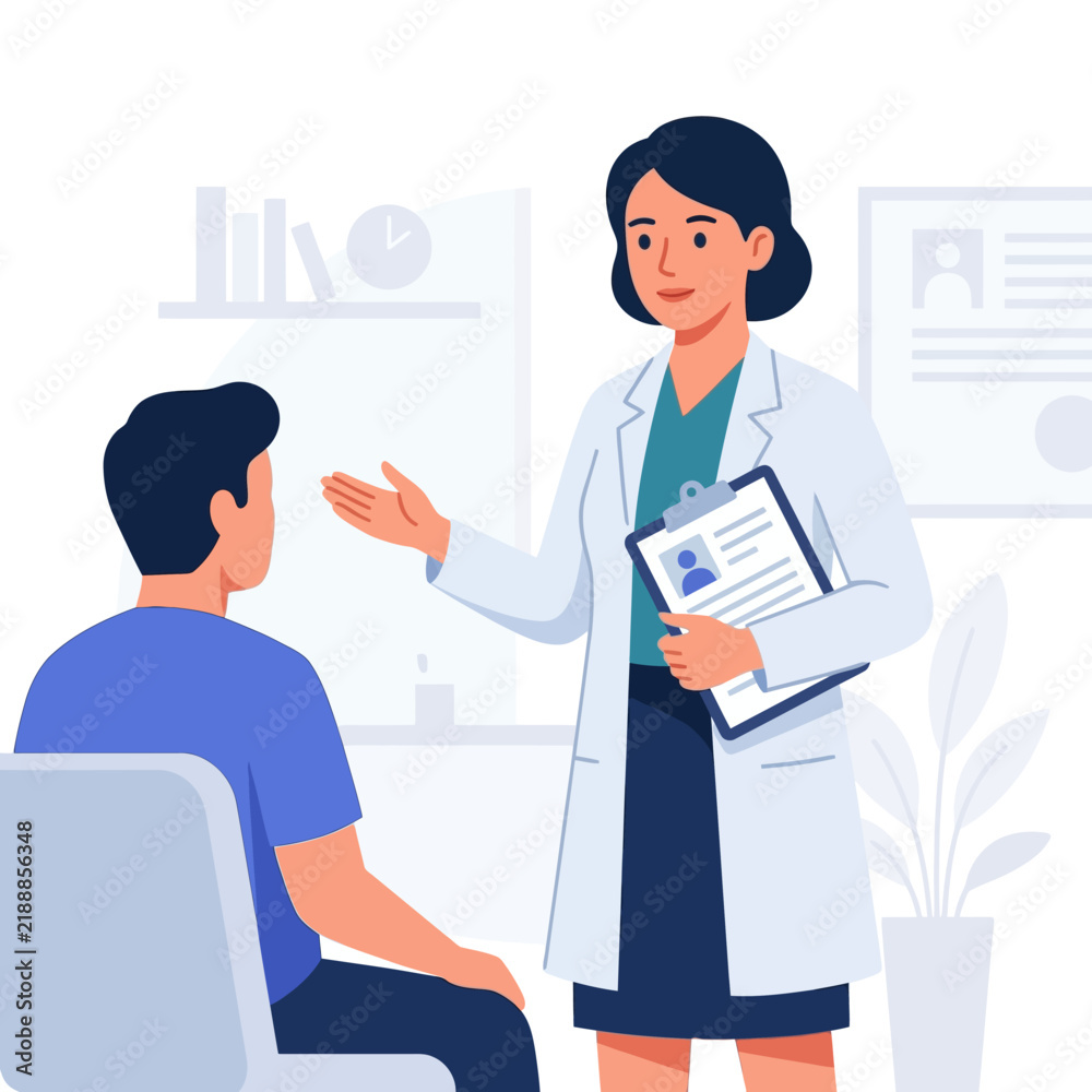 Fototapeta premium Doctor And Patient Consultation In Modern Medical Office
